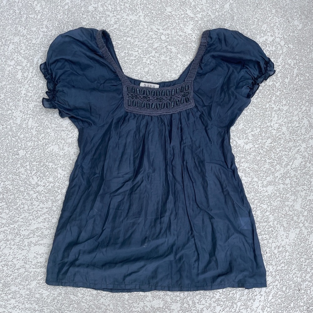 Flowy Saga Top in Black with Beading